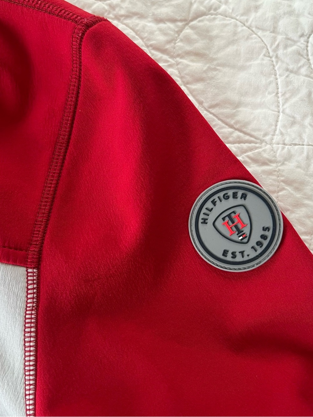 Tommy Hilfiger Red/Wht/Navy Colorblock Lightweight Softshell Performance Jacket - Picture 7 of 14
